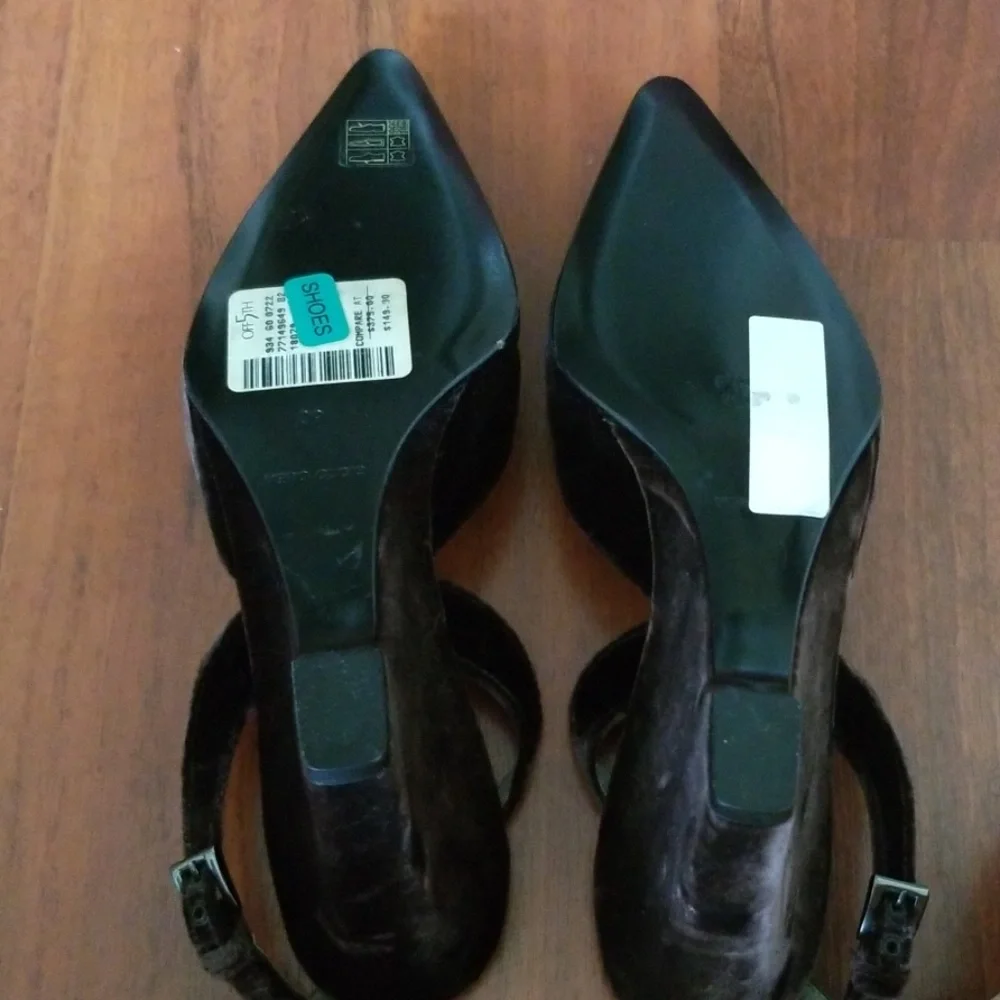 Prada Black Velvet Pointed Wedge Slingbacks